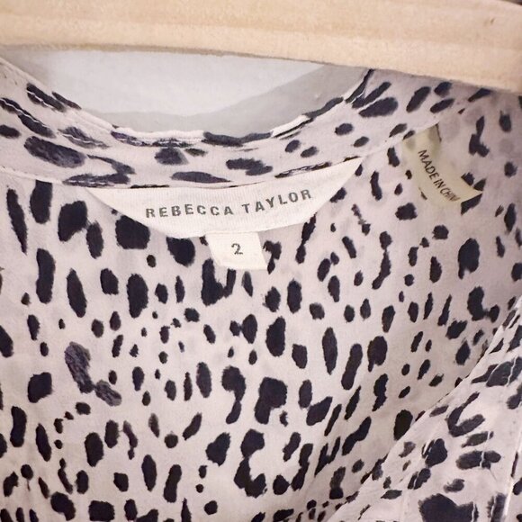 Rebecca Taylor Animal Print Long Sleeve Blouse Work Business Top Silk - Picture 3 of 6
